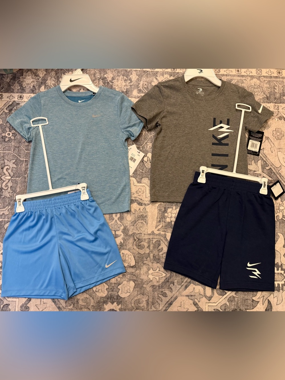 Nike Boys size 7 Active Tee & Shorts Set - Blue and Gray